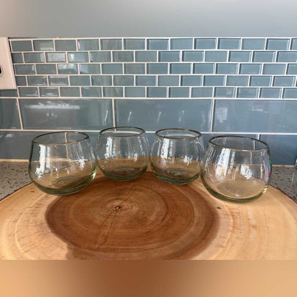 Clear Glass Round Votive Candle Holders / glasses- Set of 4
